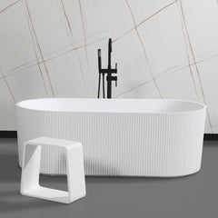 Alfi White Matte Solid Surface Resin Bathroom / Shower Stool - ABST55