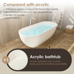 Altair Ryder 59" x 30" Solid Surface Soaking Bathtub with Integrated Overflow - 53360-BAT