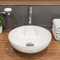 Alfi White 15  Round Vessel Bowl Above Mount Ceramic Sink - ABC905