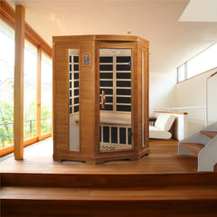 Dynamic Heming Elite 2-person Corner Ultra Low EMF (Under 3MG) FAR Infrared Sauna (Canadian Hemlock) - DYN-6225-02 Elite - The Home Selection