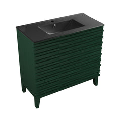 Swiss Madison Cascade 36 in. Bathroom Vanity With Black Ceramic Sink Top- SM-BV471B-C - The Home Selection