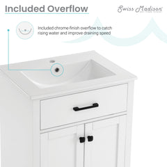 Swiss Madison Burdon 24 in. Bathroom Vanity With Ceramic Sink Top - SM-BV43 - The Home Selection