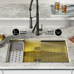 Swiss Madison Tourner 32" x 19" Stainless Steel, Single Basin, Undermount Kitchen Workstation Sink - SM-KU801 - The Home Selection