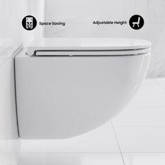 Swiss Madison St. Tropez Wall-Hung Toilet Bundle 0.8/1.6 GPF Dual Flush with Brass Flush Plate - SM-WT0801
