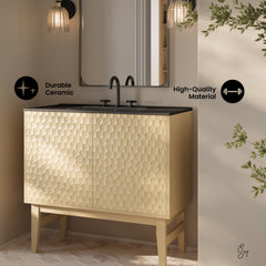 Swiss Madison Bosse 36" Freestanding Bathroom Vanity with Black 3-Hole Widespread Sink Top - SM-BV8802
