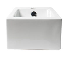 Alfi White 20  Small Rectangular Wall Mounted Ceramic Sink with Faucet Hole - ABC116