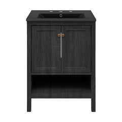 Swiss Madison Chateau 24" Freestanding Bathroom Vanity with Black 3-Hole Widespread Sink Top - SM-BV0601
