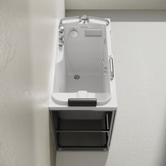 Swiss Madison Auvergne 53" x 27" ADA Right Drain Walk-in Soaking Bathtub in Glossy White, Faucet Set, Drain, Grab Bars, Pillow Included - SM-AB6802GW