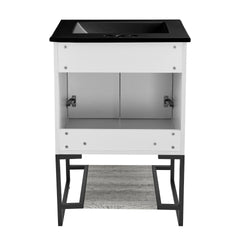 Swiss Madison Marseille 24 in. Gray Oak Bathroom Vanity With Black, 3-Hole Ceramic Sink Top - SM-BV142-3MB