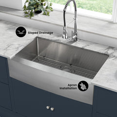 Swiss Madison Rivage 36" x 21" Stainless Steel, Single Basin, Farmhouse Kitchen Sink with Apron - SM-KS761 - The Home Selection