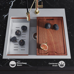 Swiss Madison Ravi Single Basin 25 x 22 Topmount Kitchen Workstation Sink - SM-KT769 - The Home Selection