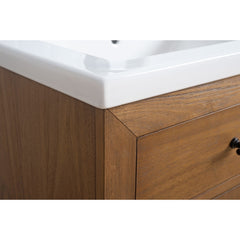 Vanity Art 24” Single-Door Bathroom Vanity Cabinet with Undermount Sink, Solid Wood Freestanding Storage Unit with Flip-Down Tray, Ceramic Countertop, and Removable Shelf - CVG24-T