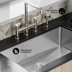 Swiss Madison Avallon Pro Widespread Kitchen Faucet with Side Sprayer SM-KF79 - The Home Selection