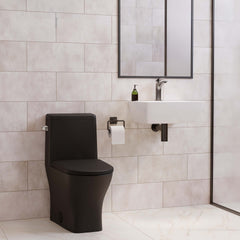 Swiss Madison Sublime II One-Piece 12" Rough-in 1.28 GPF Left Flush Round Compact Toilet in Matte Black - SM-1T260MB