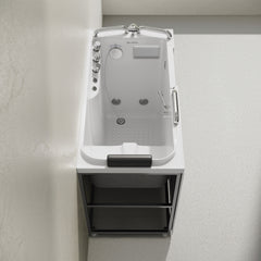 Swiss Madison Auvergne 53" x 27" ADA Right Drain Walk-in Soaking Bathtub with Massage Jets in Glossy White, Faucet Set, Drain, Grab Bars, Pillow Included - SM-AB6804GW