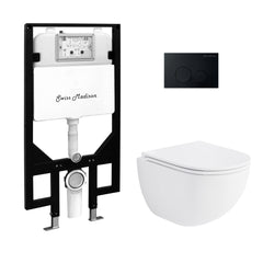 Swiss Madison St. Tropez Wall-Hung Toilet Bundle 0.8/1.6 GPF Dual Flush with Black Flush Plate - SM-WT0802