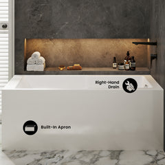 Swiss Madison Claire 60" x 32" Right-Hand Drain Drain Alcove Tub with Corner Apron - SM-AB571 - The Home Selection