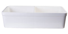 Alfi White 32  Double Bowl Lip Apron Fireclay Farmhouse Kitchen Sink with 1 3/4  Lip - AB512-W