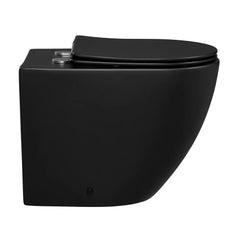 Swiss Madison St. Tropez Back-to-Wall Toilet Bundle 0.8/1.6 GPF Dual Flush in Matte Black with Black Flush Plate