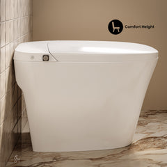 Swiss Madison Hugo U Power Flush Tankless Toilet 10" Rough-in 1 GPF Non-Electric ADA Toilet with Integrated Tank and Manual Bidet in Glossy White - SM-1T3904GW