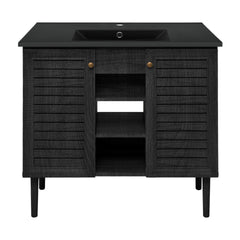 Swiss Madison Bron 36" Freestanding Bathroom Vanity with Black Sink Top - SM-BV6202