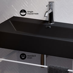 Swiss Madison Claire 30" Ceramic Console Sink Matte Black Basin Matte White Legs - SM-CS792 - The Home Selection