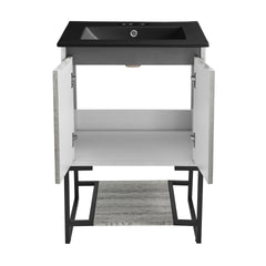 Swiss Madison Marseille 24 in. Gray Oak Bathroom Vanity With Black, 3-Hole Ceramic Sink Top - SM-BV142-3MB