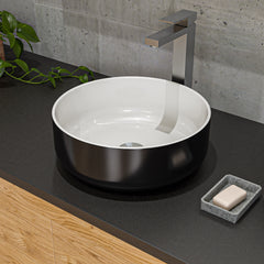 Alfi Black & White 15" Round Above Mount Ceramic Sink - Black & White