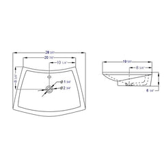 EAGO 28" White Rectangular Porcelain Bathroom Sink with Overflow - BA142 - The Home Selection