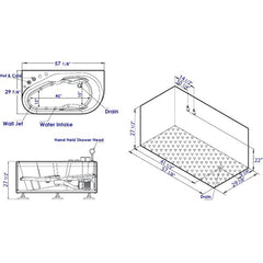 EAGO 57'' White Acrylic Jetted Whirlpool Bathtub W/ Fixtures - AM175-L - The Home Selection