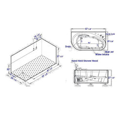 EAGO 57'' White Acrylic Jetted Whirlpool Bathtub W/ Fixtures - AM175-R - The Home Selection