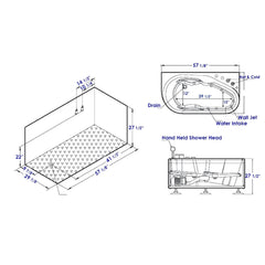 EAGO 57'' White Acrylic Jetted Whirlpool Bathtub W/ Fixtures - AM175-R - The Home Selection