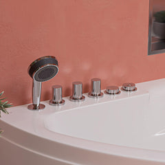 EAGO 59" Single Person Corner White Acrylic Whirlpool Bath Tub - AM161-L - The Home Selection