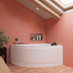 EAGO 59" Single Person Corner White Acrylic Whirlpool Bath Tub - AM161-L - The Home Selection