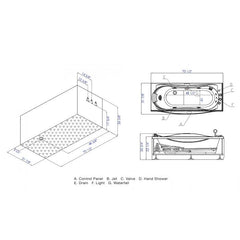 EAGO 6 ft Left Drain Acrylic White Whirlpool Bathtub w Fixtures - AM189ETL-R - The Home Selection