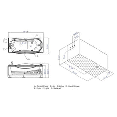 EAGO 6 ft Right Drain Acrylic White Whirlpool Bathtub w Fixtures - AM189ETL-L - The Home Selection