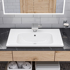 EAGO White Ceramic 32"x19" Rectangular Drop In Sink - BH003 - The Home Selection