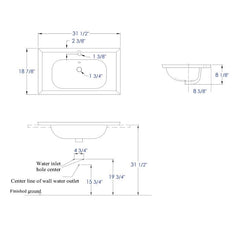 EAGO White Ceramic 32"x19" Rectangular Drop In Sink - BH003 - The Home Selection
