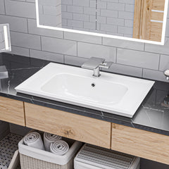 EAGO White Ceramic 32"x19" Rectangular Drop In Sink - BH003 - The Home Selection