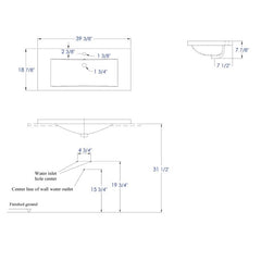 EAGO White Ceramic 40"x19" Rectangular Drop In Sink - BH002 - The Home Selection