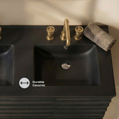 Swiss Madison 48" 3-Hole Widespread Double Basin Vanity Sink Top in Matte Black - SM-VT349-3MB
