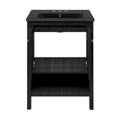 Swiss Madison Chateau 24" Freestanding Bathroom Vanity with Black 3-Hole Centerset Sink Top - SM-BV0601