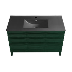 Swiss Madison Cascade 48" Freestanding Bathroom Vanity in Green Oak with Black Sink Top - SM-BV557GA-MB