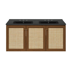Swiss Madison Classe 48" Wall-Mounted Bathroom Vanity with Black 3-Hole Widespread Double Basin Sink Top - SM-BV2807