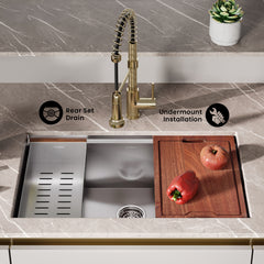 Swiss Madison Rivage 32 x 19 Single Basin Undermount Kitchen Workstation Sink - SM-KU749 - The Home Selection