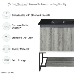 Swiss Madison Marseille 36" Bathroom Vanity in Oak - SM-BV143 - The Home Selection
