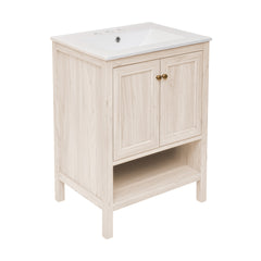 Swiss Madison Chateau 24" Freestanding Bathroom Vanity in White Oak with 3-Hole Centerset Sink Top - SM-BV0601WO-3C