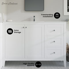 Swiss Madison Cannes 48" Bathroom Vanity in White - SM-BV414 - The Home Selection