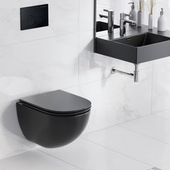 Swiss Madison St. Tropez Wall-Hung Toilet Bundle 0.8/1.6 GPF Dual Flush with Brass Flush Plate - SM-WT0801