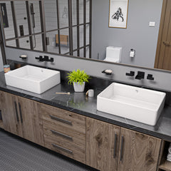 EAGO 20  RECTANGULAR CERAMIC ABOVE MOUNT BASIN VESSEL SINK - BA131